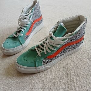 Vans High-Top Sneakers in Teal and Orange
